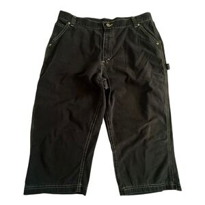 Lee Baggy Denim Shorts Mens 36 Vintage Y2K Hip Hop Black Skater Grunge Carpenter